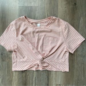 Striped Faux Know Crop Top